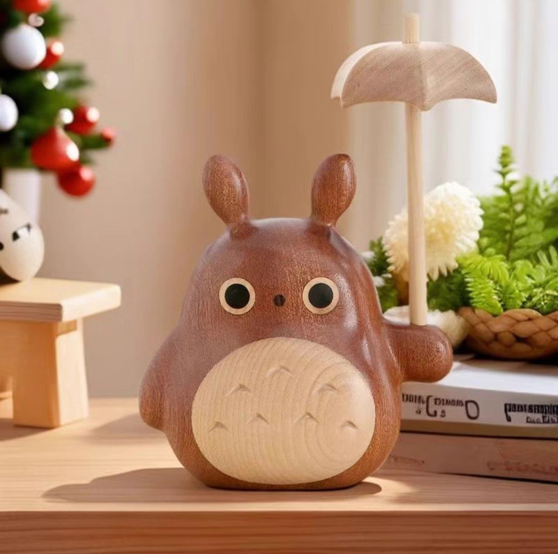 無垢材クリエイティブトトロ風車顔のない男性の装飾品カップルギフトリビングルームの装飾漫画の誕生日プレゼント|undefined