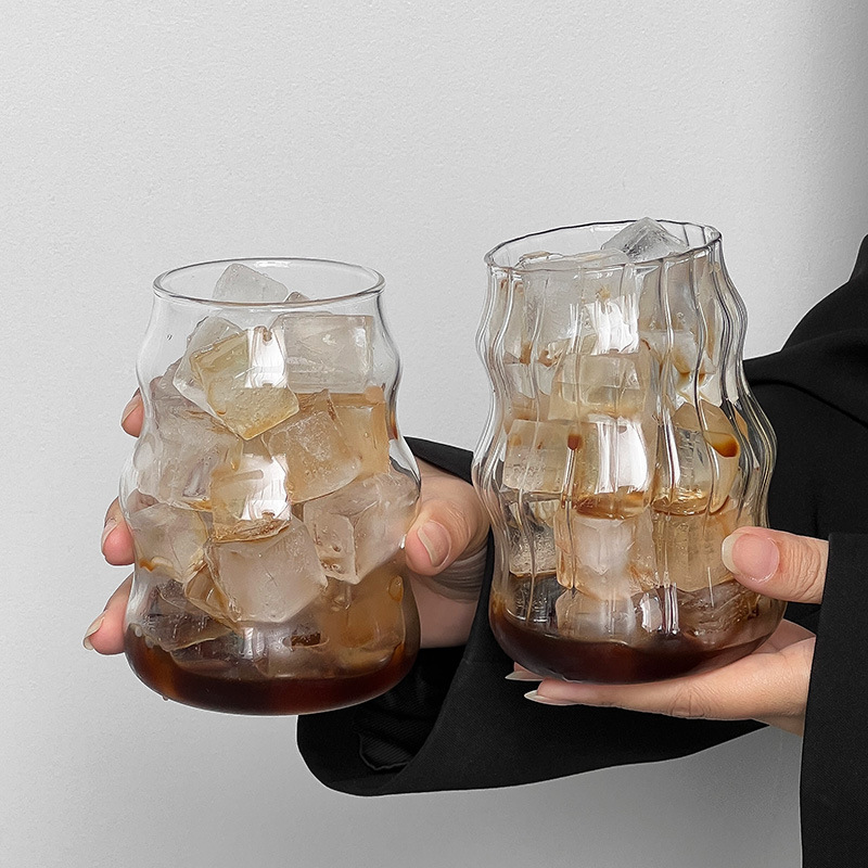 High Borosilicate Glass Cloud Cup, Simple Thickeneded Single-Layer Cup, Juice Drink Cup, High-Looking Chubby Glass Cup