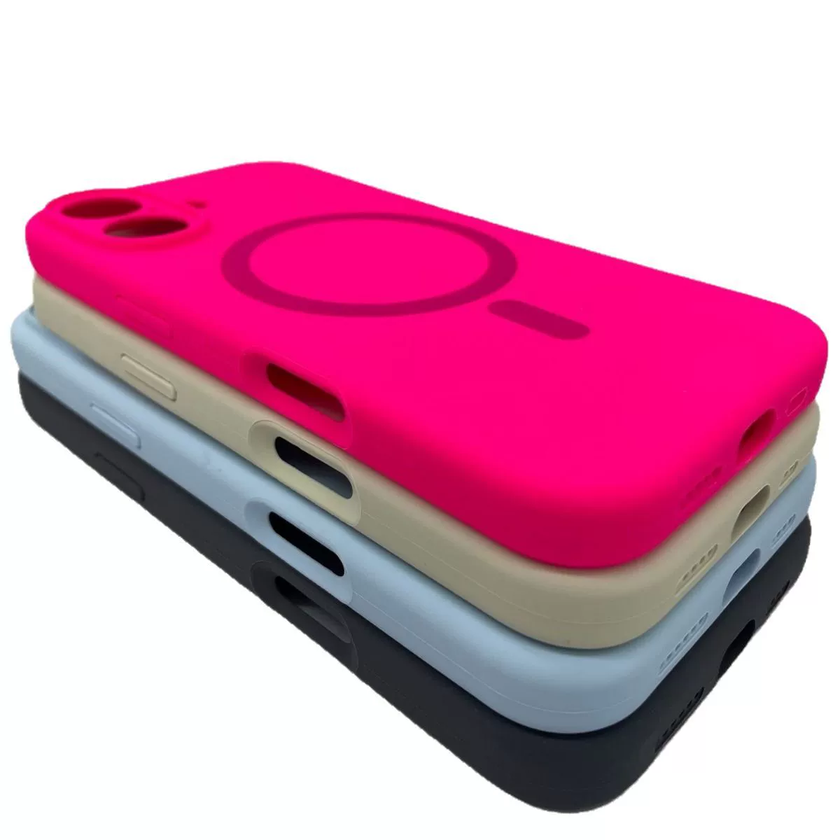 Силиконовый чехол (Apple) iPhone 16 — магнитное кольцо для объектива, противоударная защита