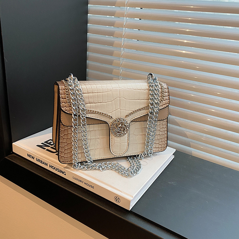 Bags crocodile pattern small square bag ladies shoulder crossbody chain bag_voghion.com