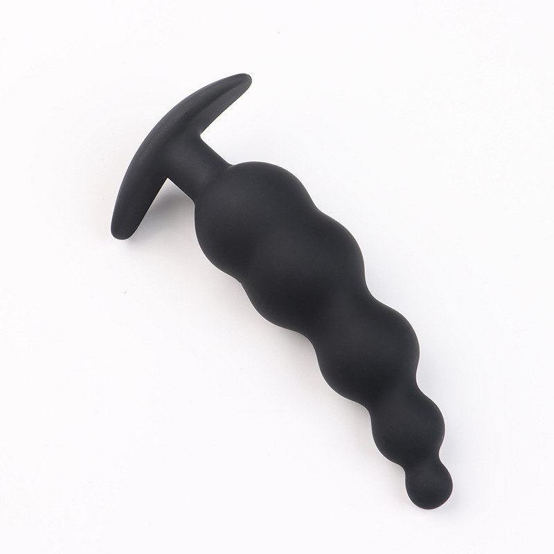 Silicone Anchor Curved Anal Plug with Five Beads, Manual Non-Vibrating Expansion Toy — detail image 5
