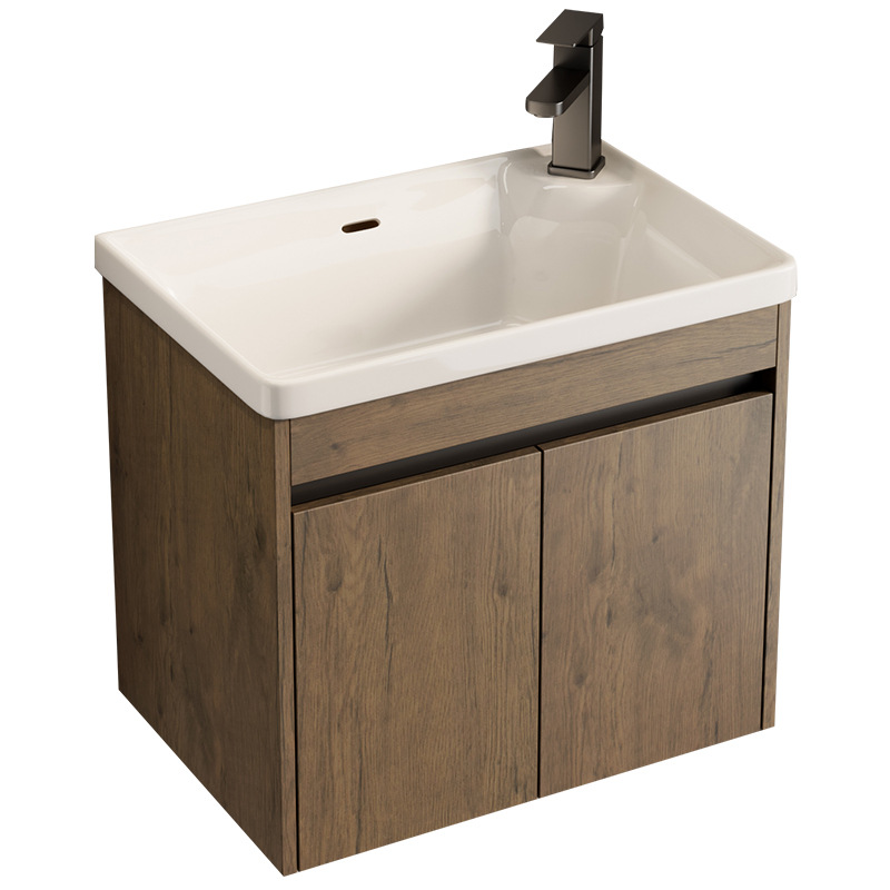 Espacio de apartamento pequeño ultra estrecho Gabinete de baño de aluminio Combinación de lavabo de cerámica Lavabo profundo Baño Terraza de baño Piscina