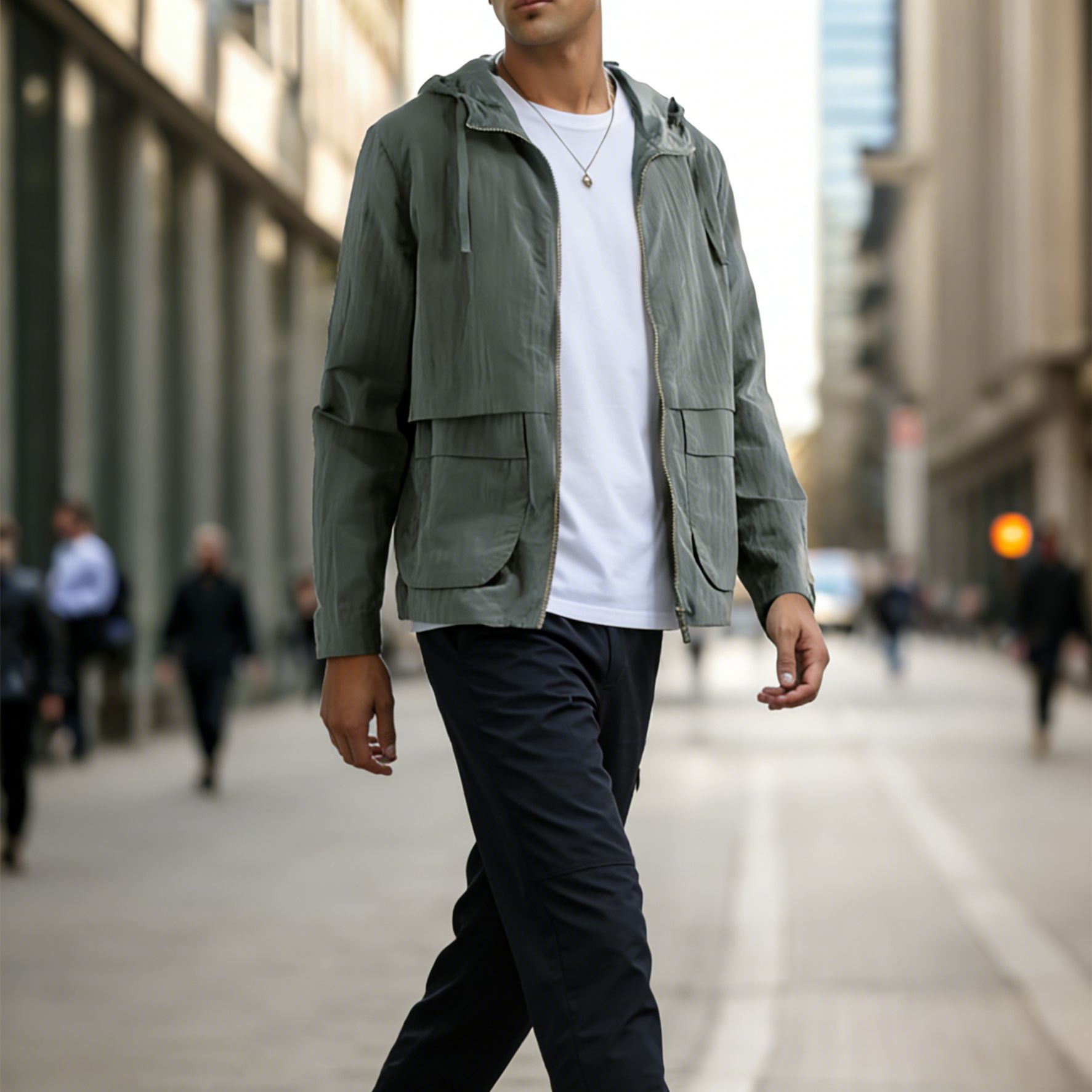 2026 Spring/Summer European and American Casual Jacket Solid Color Men's Solid Color Zipper Sun Protection Shirt Sports Shirt