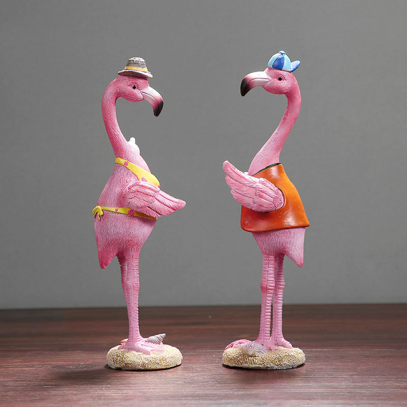Decoración del hogar Flamingo lindo decoración creativa artesanía de resina escultura patio al aire libre Joyería La historieta