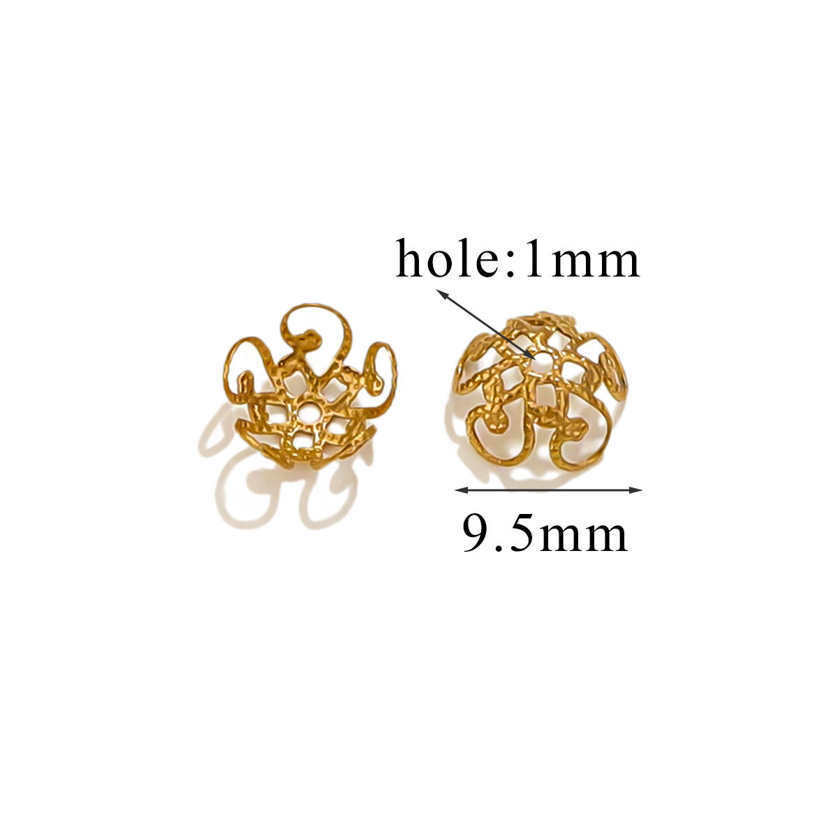 Petal de acero inoxidable sombrero de perlas 18K vacío chapado DIY collar pulsera joyería para hacer junta sombrero de perlas