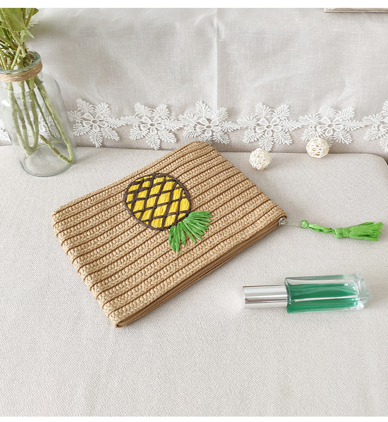 Women's Gender Streetwear Style Square Shape Coconut Tree Straw Tree Weave Square Clutches