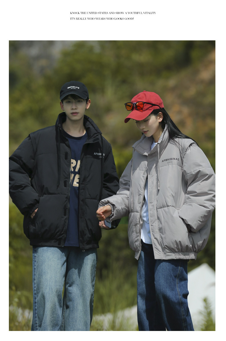 Gilet unisex staccabile a doppia manica in cotone, marchio alla moda, di nicchia, per studenti, caldo, antivento, vestibilità ampia, piumino_voghion.com