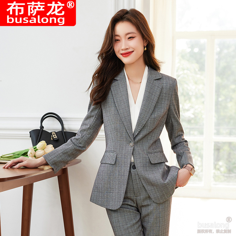 新款布萨龙busalong女长袖职业西服西裤正装套装工作服3