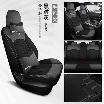 Modelə uyğun (Original) oturacaq örtükləri, All-Season Linen Car Seat Cover - black-vs-gray-deluxe-edition-rear-half-cover-mazda-cx-5