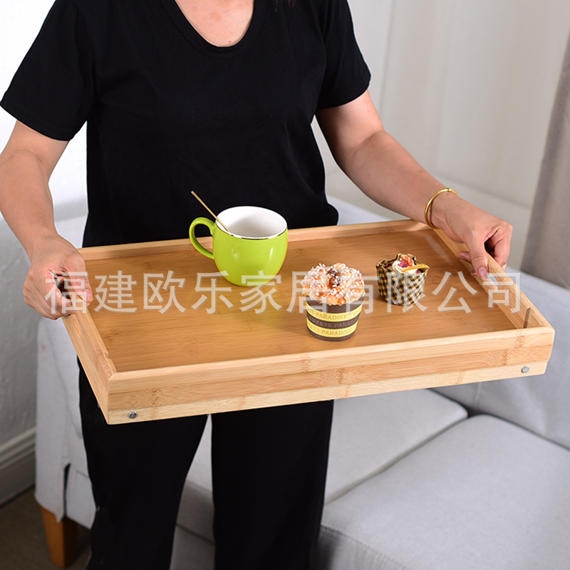 Mesa plegable en la cama al por mayor con soporte de tabla plana mesa de computadora bandeja de madera de bambú con pierna platos de comedor comercio exterior