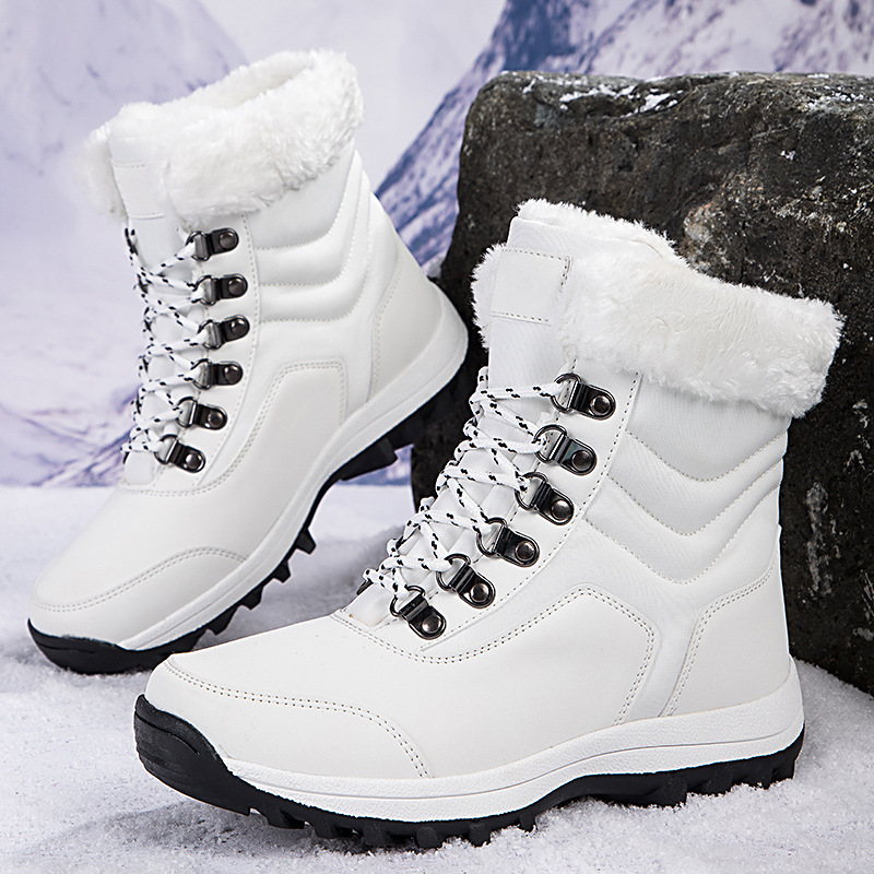 2025 nuevo invierno de terciopelo grueso grande al aire libre zapatos de montaña resistentes botas de nieve zapatos de mujer zapatos de algodón