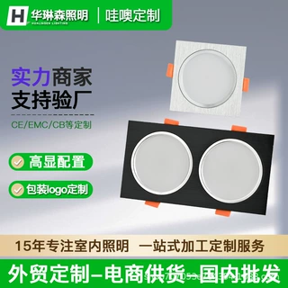 定制LED双头筒灯吊顶长方形格栅灯射灯嵌入式天花灯双筒灯双排斗