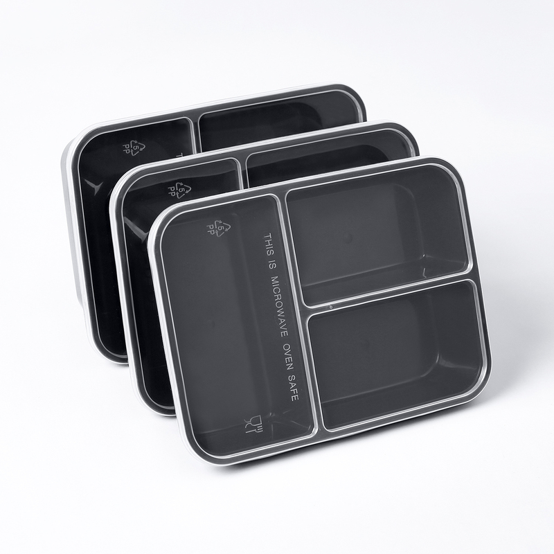 500/650/750ml three-compartment disposable lunch box snack box takeout packing box compartment rectangular lunch box 500/650/750ml three-compartment disposable lunch box snack box takeout packing box compartment rectangular lunch box