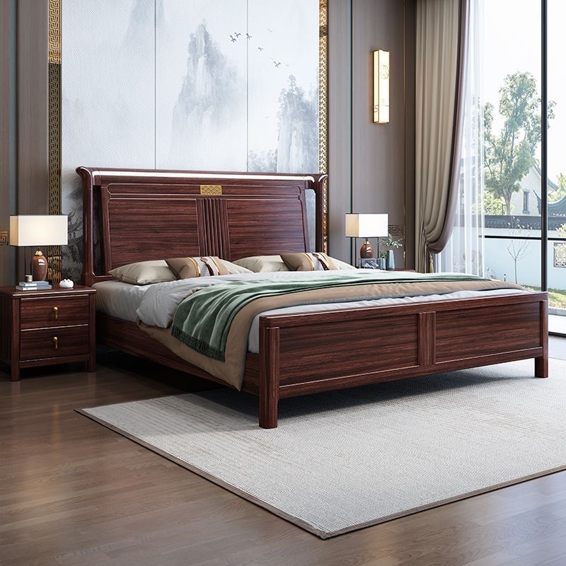 New Chinese-Style Ebony Wood Solid Wood Bed for Bedroom, 1.8m Double Master Bedroom, 2.0m Air-Pressure High Box Storage Drawer King Bed