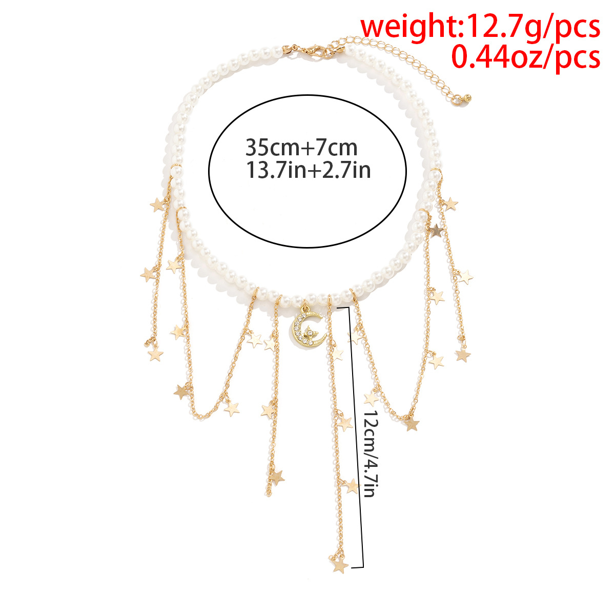 Simple Style Star Moon Metal Pearl Necklace display picture 1