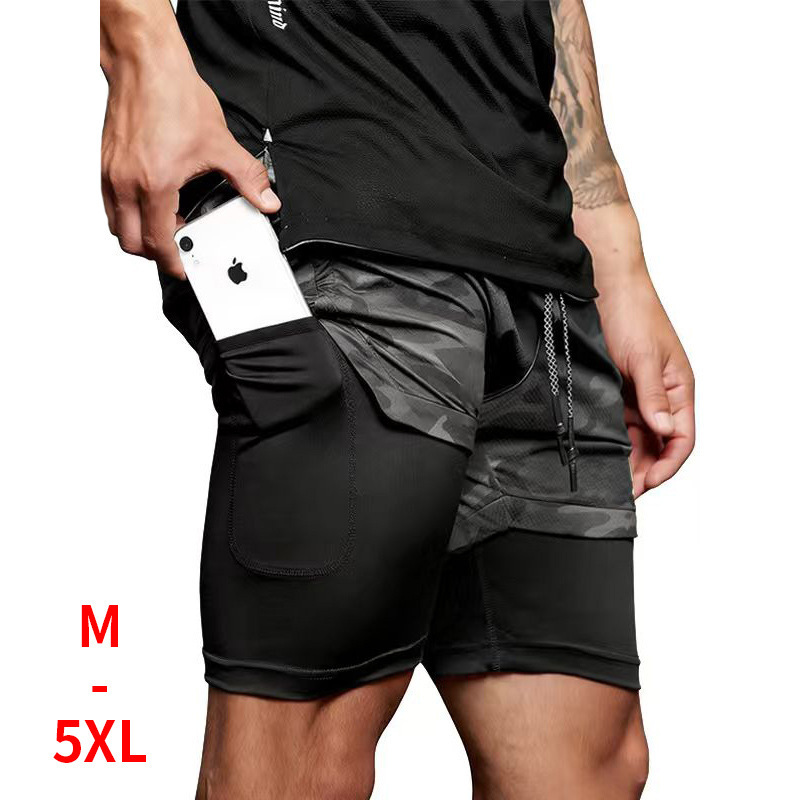 Cross-Border Men's Clothing Summer Men's Shorts American Style Youth Double-Layer Sports Shorts Men's Multi-Pocket Quick-Dry Running Shorts