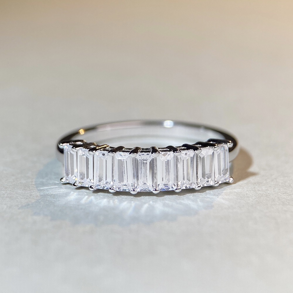 Fashion Rectangle Silver Plating Inlay Zircon Rings 1 Piece