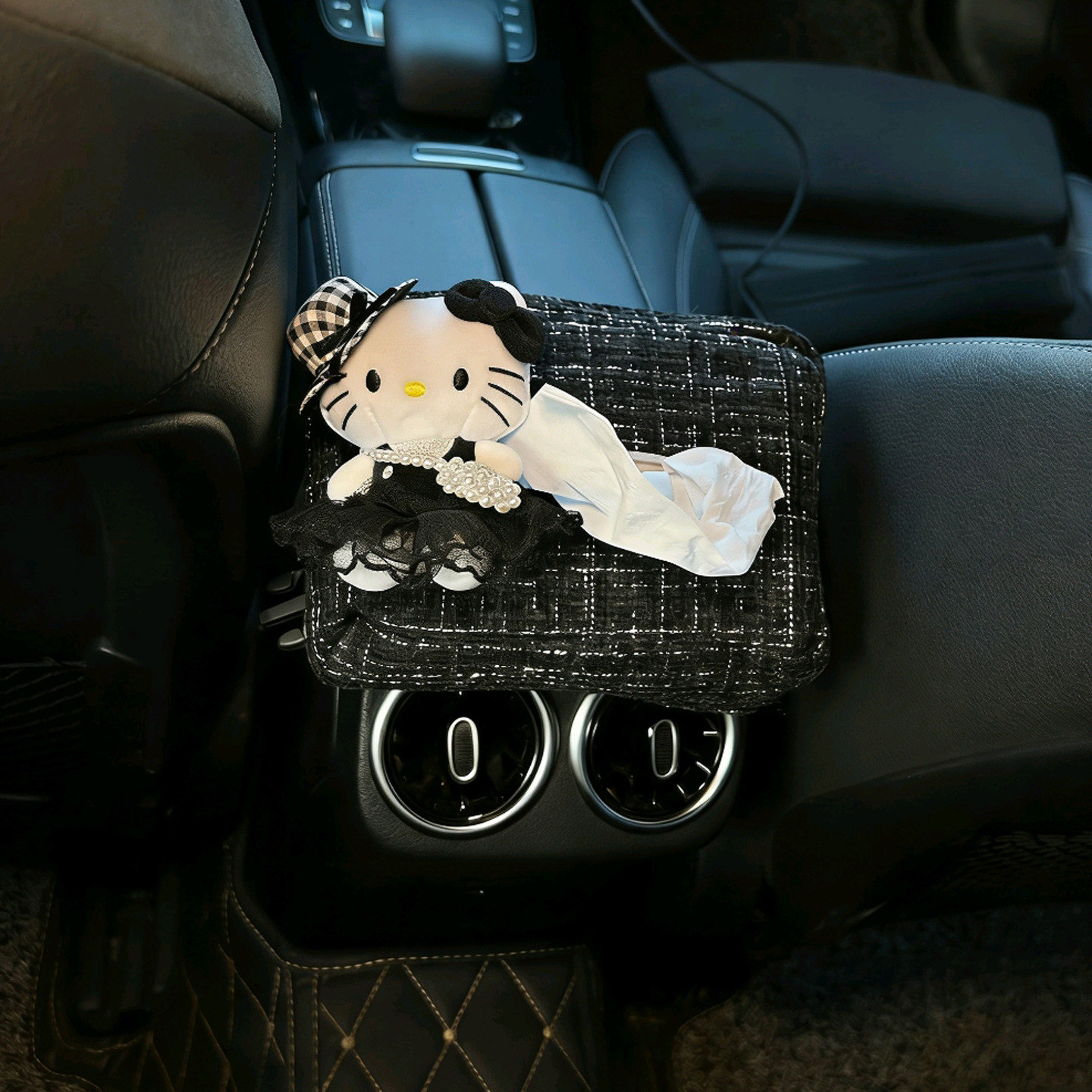 High-End Gift Dress Kt Cat Car Interior Hanging Doll Toy Female Car Tissue Box Tissue Holder Car Tissue Hanging Bag