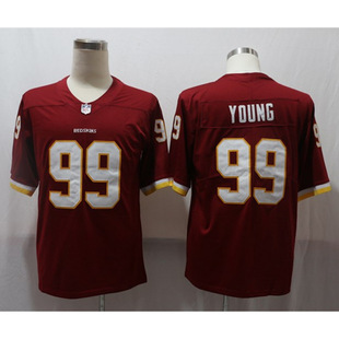 Redskins Embroidered Football Jersey Fan Elite Legend Second Generation White Red 7 # 21 # 24 # 99 Short Sleeves