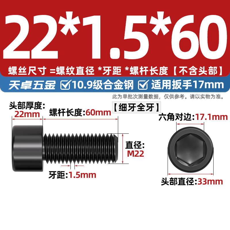 Винт Tianzhuo Hardware M22x1.5x60 полная резьба