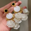 2507086 Shell Leaf Tassel Exaggerated Earrings (S925 Silver Needle)