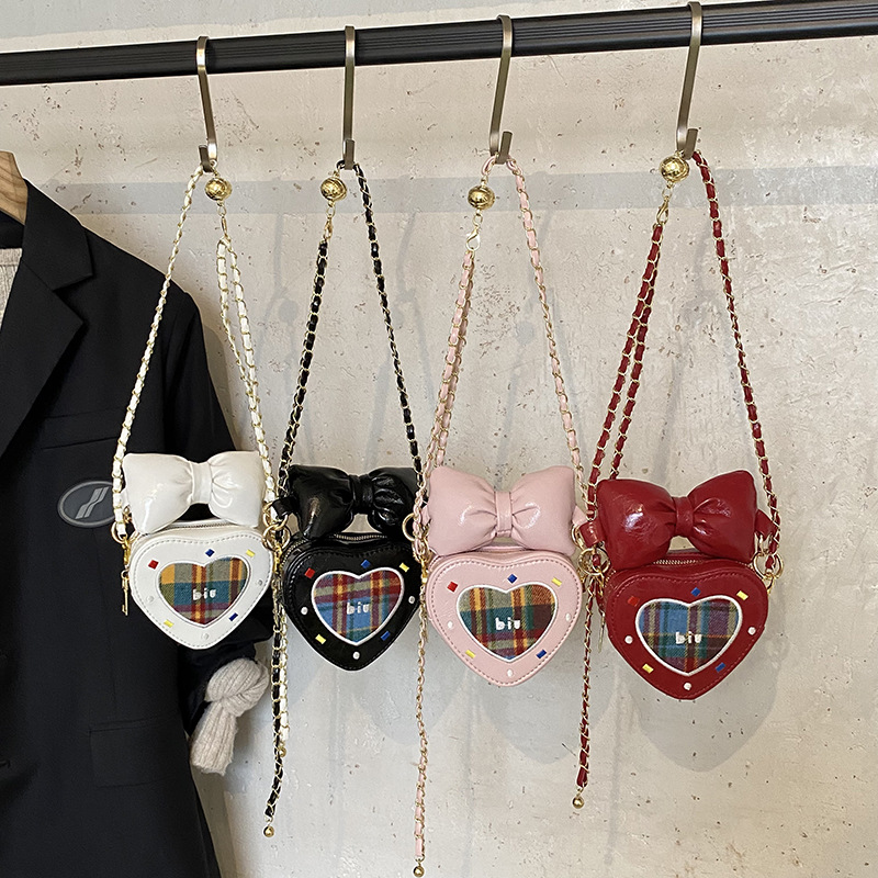 Coreana chica amor bolso de moda cadena mini lindo bebé bolso de hombro dulce arco bolso para niños
