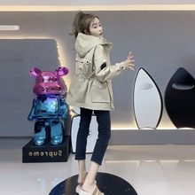 欧货中长款工装夹棉风衣外套女2025春秋新款韩范宽松收腰显瘦外衣