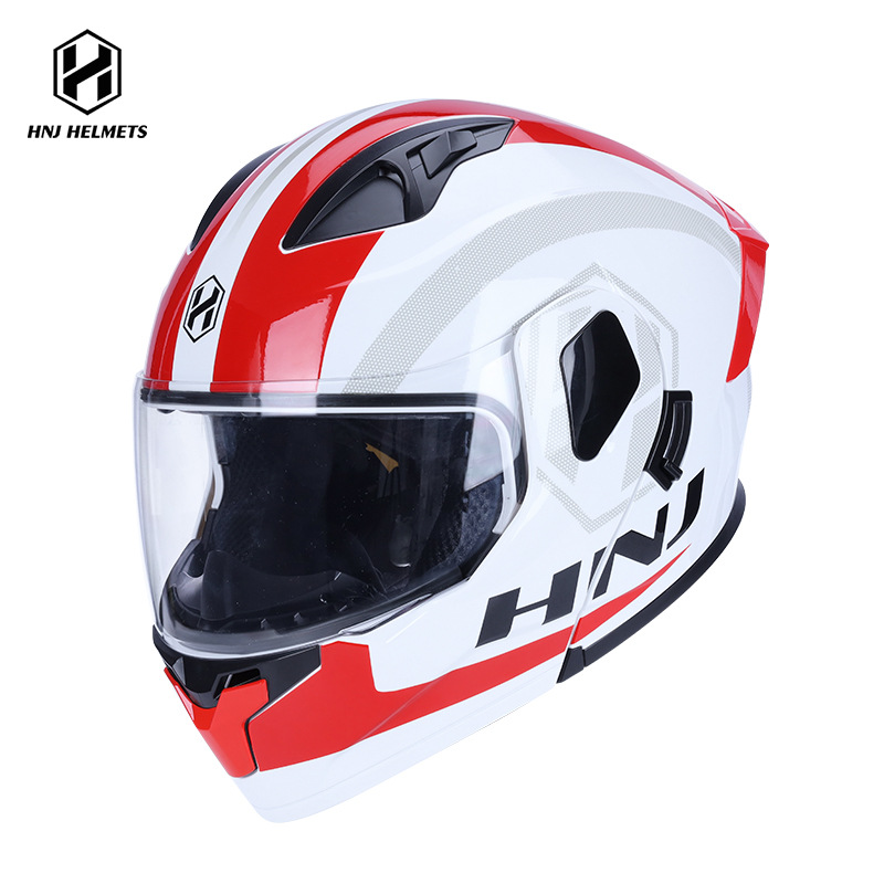 Winter Riding Electric Vehicle Helmet | Universal Motosiklet kaskı (dəbilqə) - ch-103-white-red-square-flag-m