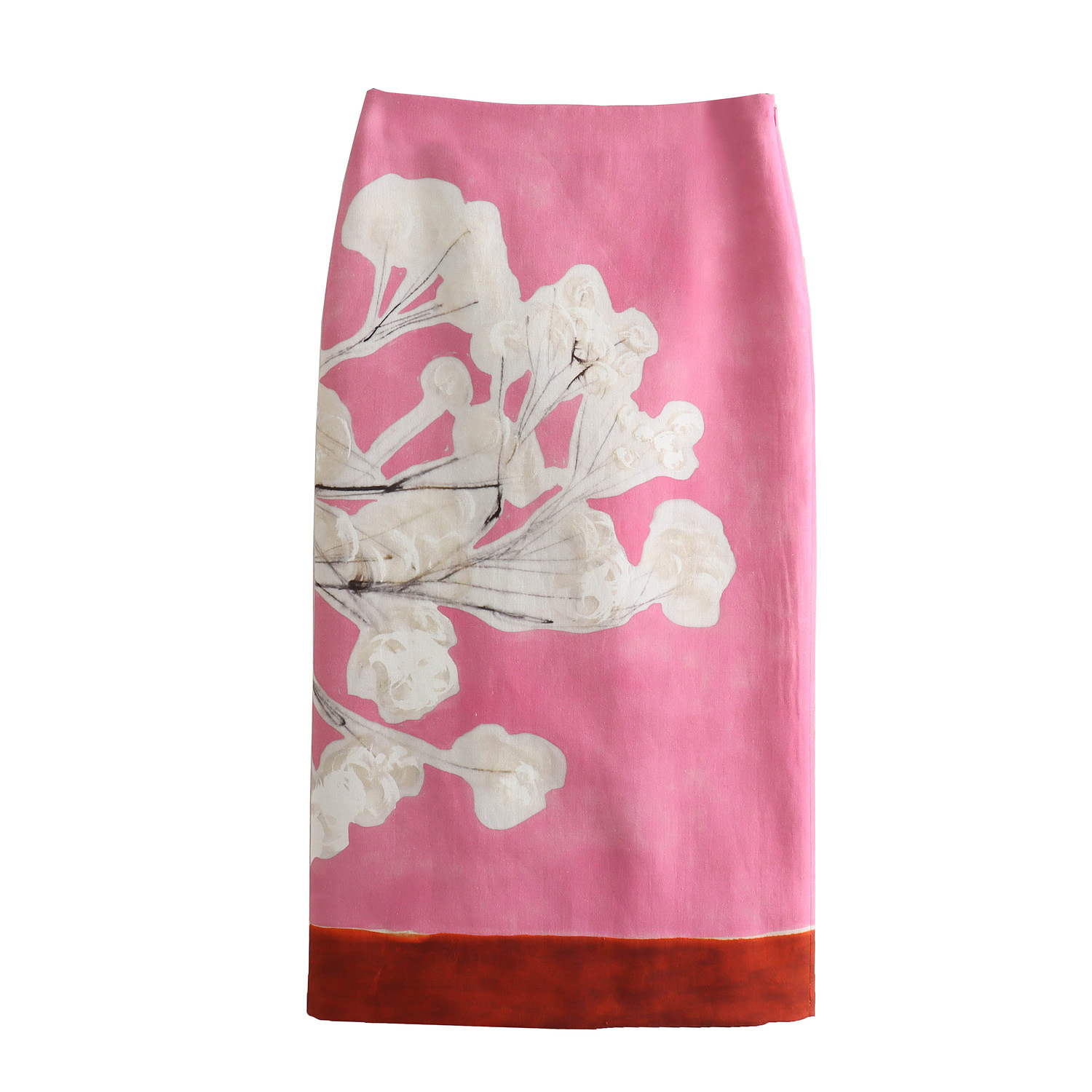 Foreign trade wholesale 2024 summer new women's linen printed contrast straight skirt skirt skirt 2394119