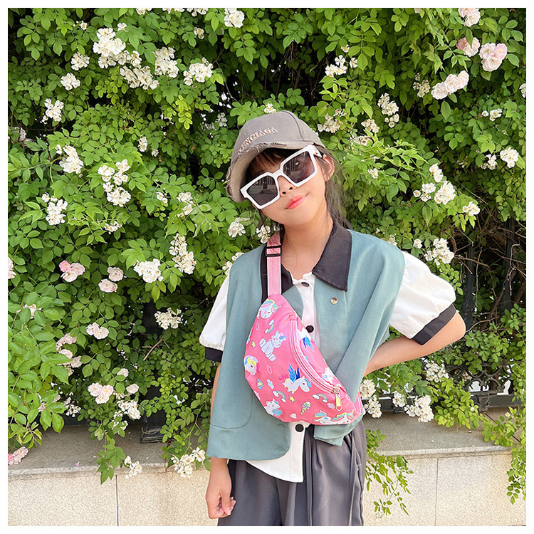 Fashionable boy and girl waist bags, trendy gift bags, children's chest bags, new cartoon dinosaur unicorn single-shoulder crossbody bags undefined