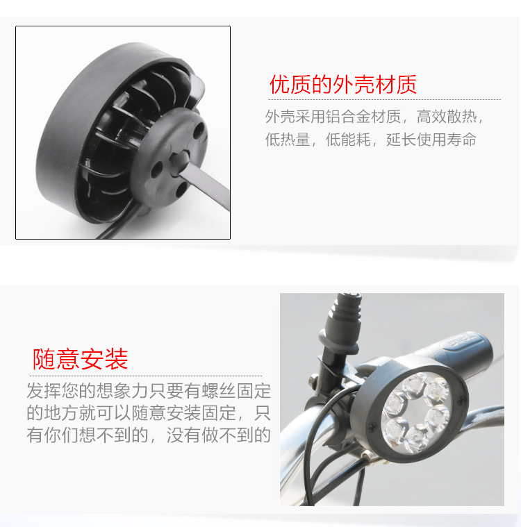 Wholesale Led Electric Vehicle Spotlight Motorcycle Mirror Headlight 6 Beads 6W Rearview Mirror Additional Car Light Headlight