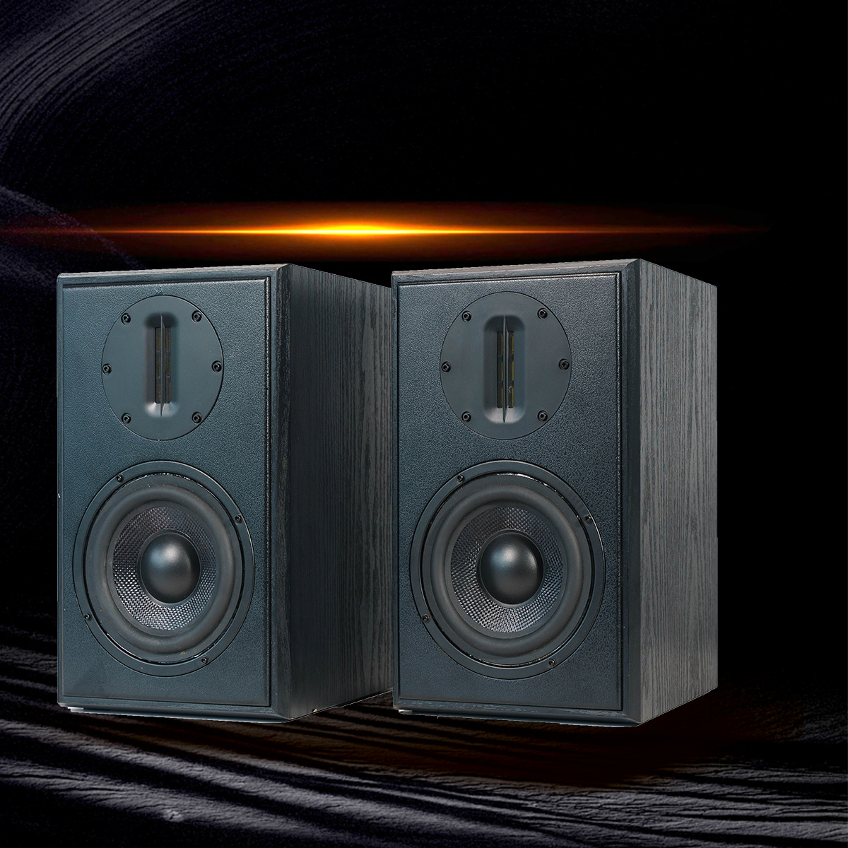 5inch Passive Speaker High and Bass Two-Way Hifi Speaker Wooden Bookshelf Desktop Speaker Ribbon Tweeter