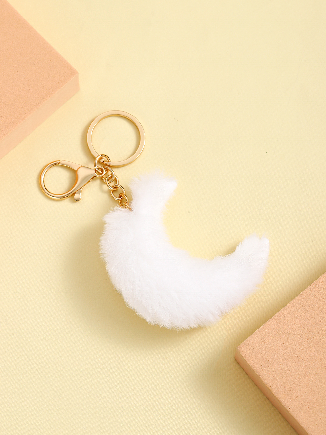 Unisex Gender Cute Moon Imitation Fur Unisex Keychain