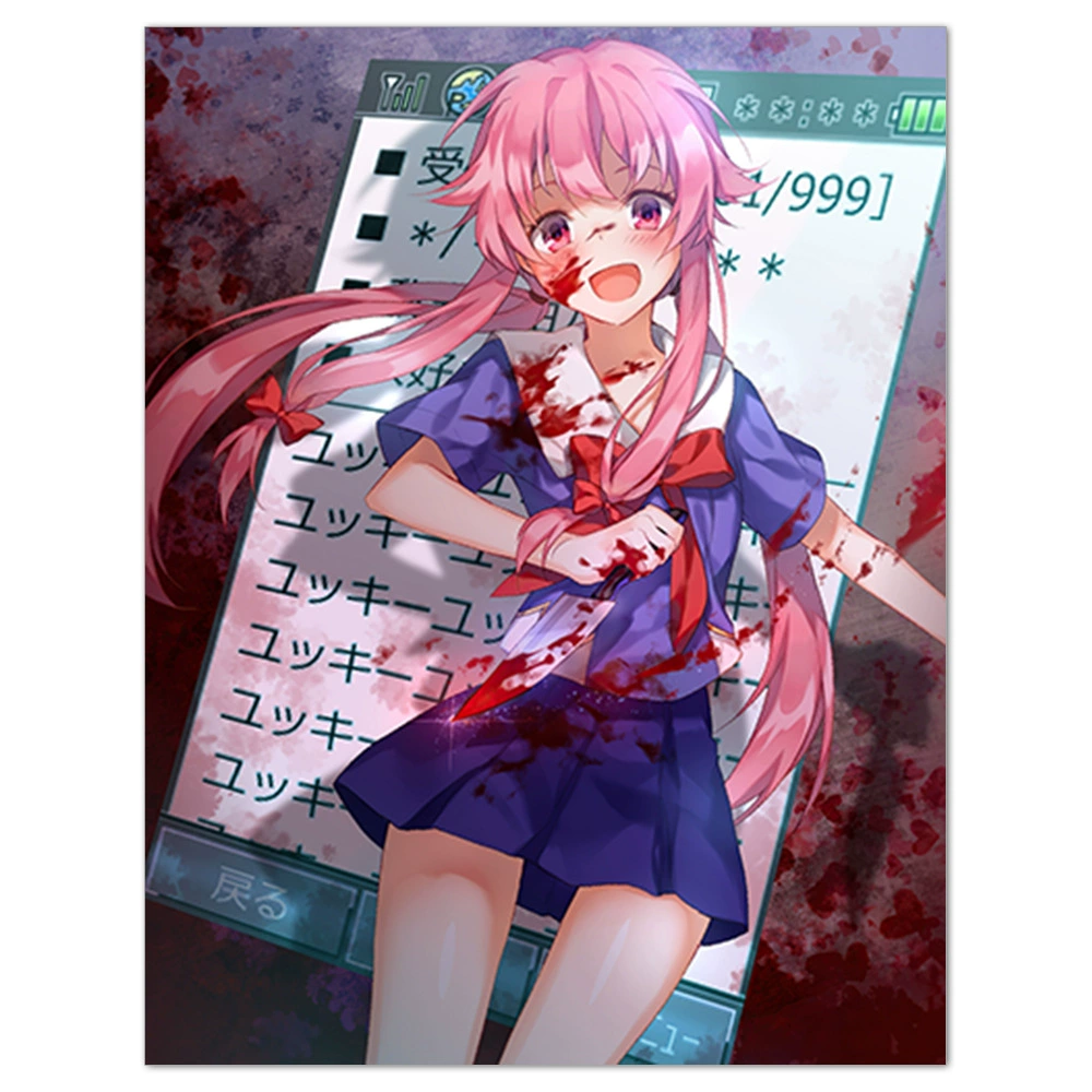 Плакат-наклейка Mirai Nikki (Future Diary) — аниме-мурал, разные размеры (10×15–50×70 см)