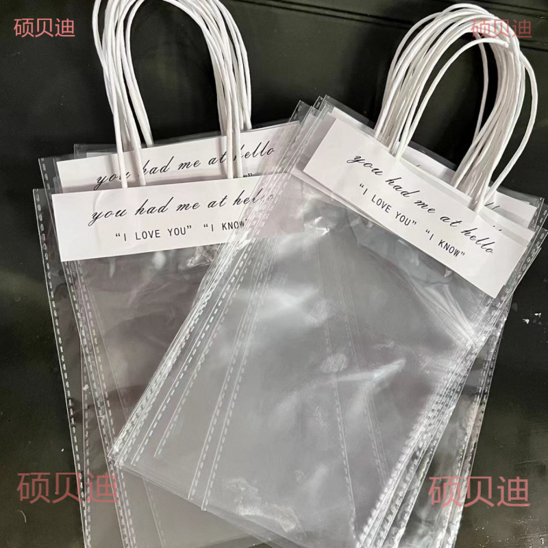 ins透明手提袋小号搞怪礼品袋饰品袋石膏娃娃手提袋伴手礼袋