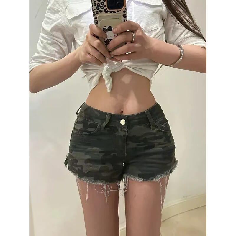 Summer Cool Girl Slimming Sexy Shorts Versatile Stylish American Camouflage Hot Girl Denim Hot Pants