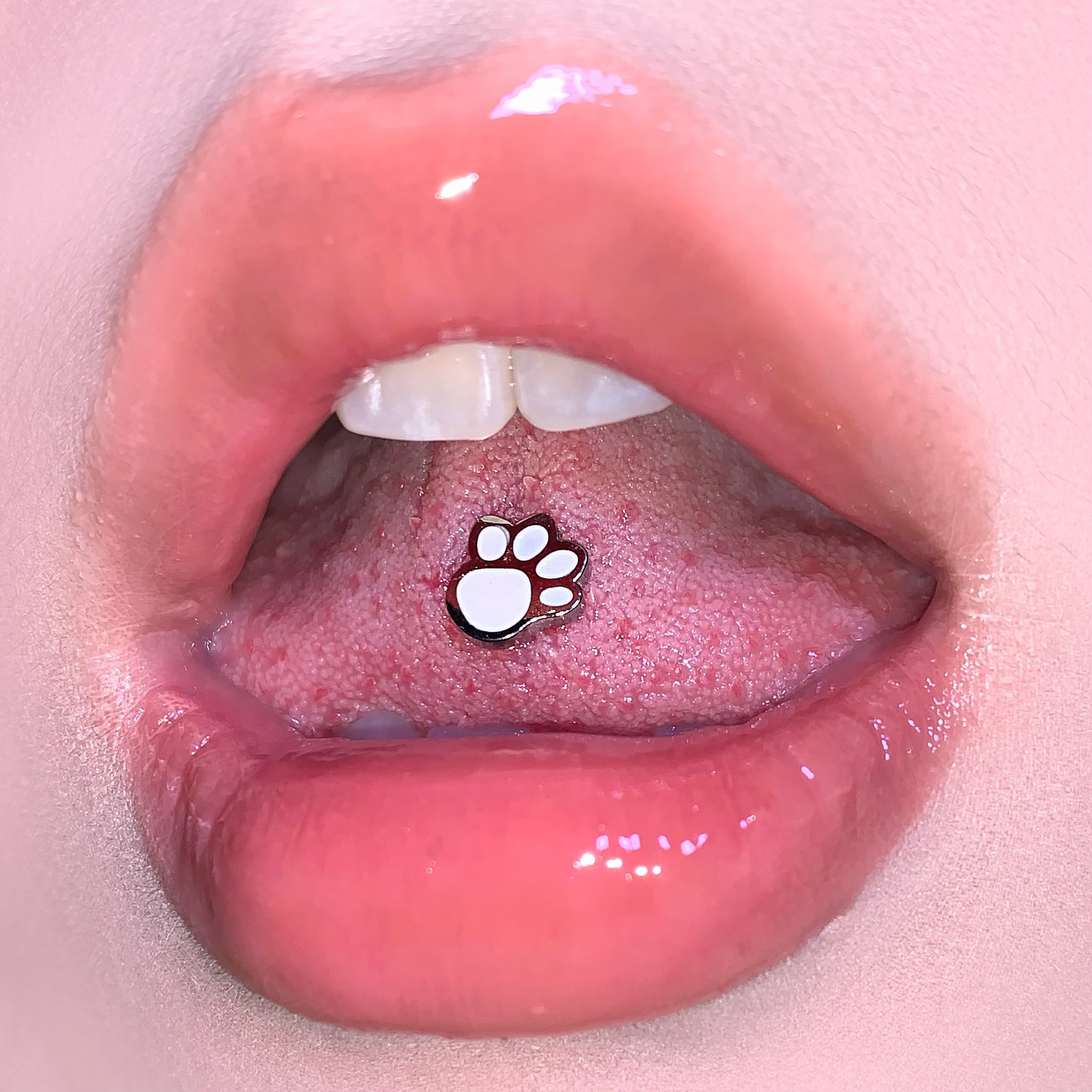 Dropping Oil Cute Cat Claw Tongue Barbell 316L Surgical Steel External Thread Sweet Tongue Piercing Jewelry Wholesale detail image 9