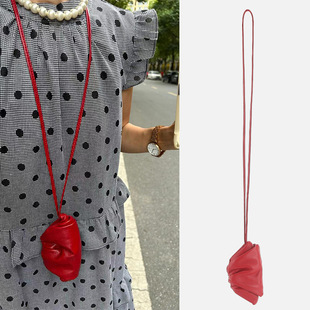 Gentle and Soft Waxy Mini Sheepskin Dumpling Bag 2025 Early Spring Leather Cloud Mouth Red Envelope Neck Decoration Small Bag