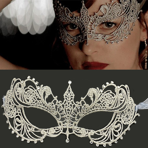 Masquerade Hollow Lace Mask Halloween Props Black Half Face Adult Sexy Diamond Eye Mask for Women