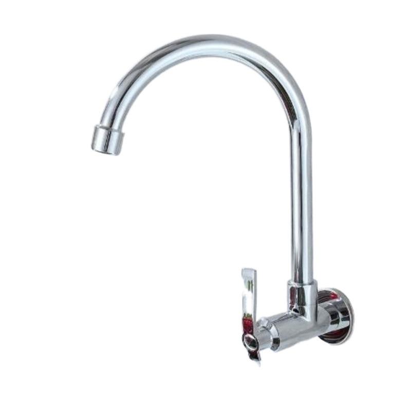 Cocina de acero inoxidable 304, grifo de cobre en la pared, lavabo de vegetales refrigerados individuales, balcón de agua, fábrica de Amazon giratoria universal