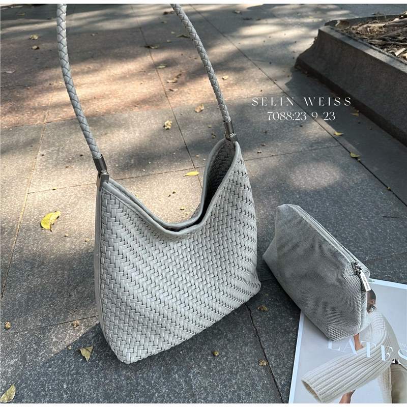 Sailinvis 2025 新しいトートバッグ女性の大容量通勤ショルダーバッグハイエンドニッチ織ハンドバッグ|undefined