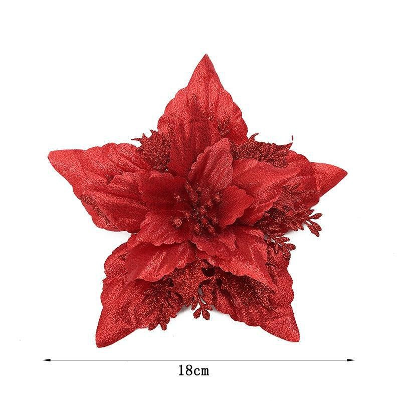 Gran ángulo agudo de Navidad más flores alrededor del árbol de Navidad coincidencias al por mayor 18cm de plástico tridimensional decoración de Navidad flores simuladas image 6