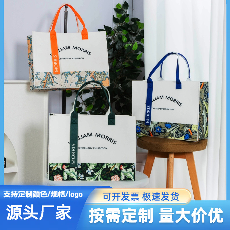 飘带毛毡包新款莫里斯手提毛毡包大容量礼品袋加厚手作