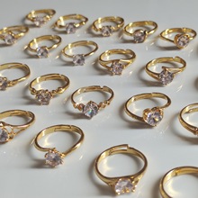 新款百搭单颗锆石戒指经典款热卖求婚六爪克拉钻戒开口可调节指环