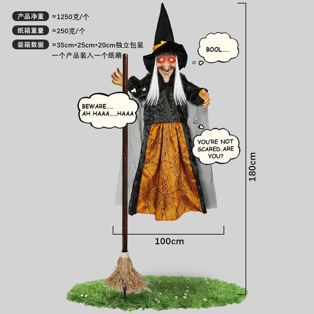 Muñeca Fantasma Colgante con Voz Activada, Brillante y que Grita, para Decoración de Halloween, Casa Embrujada, Escape Room, Serie Bruja