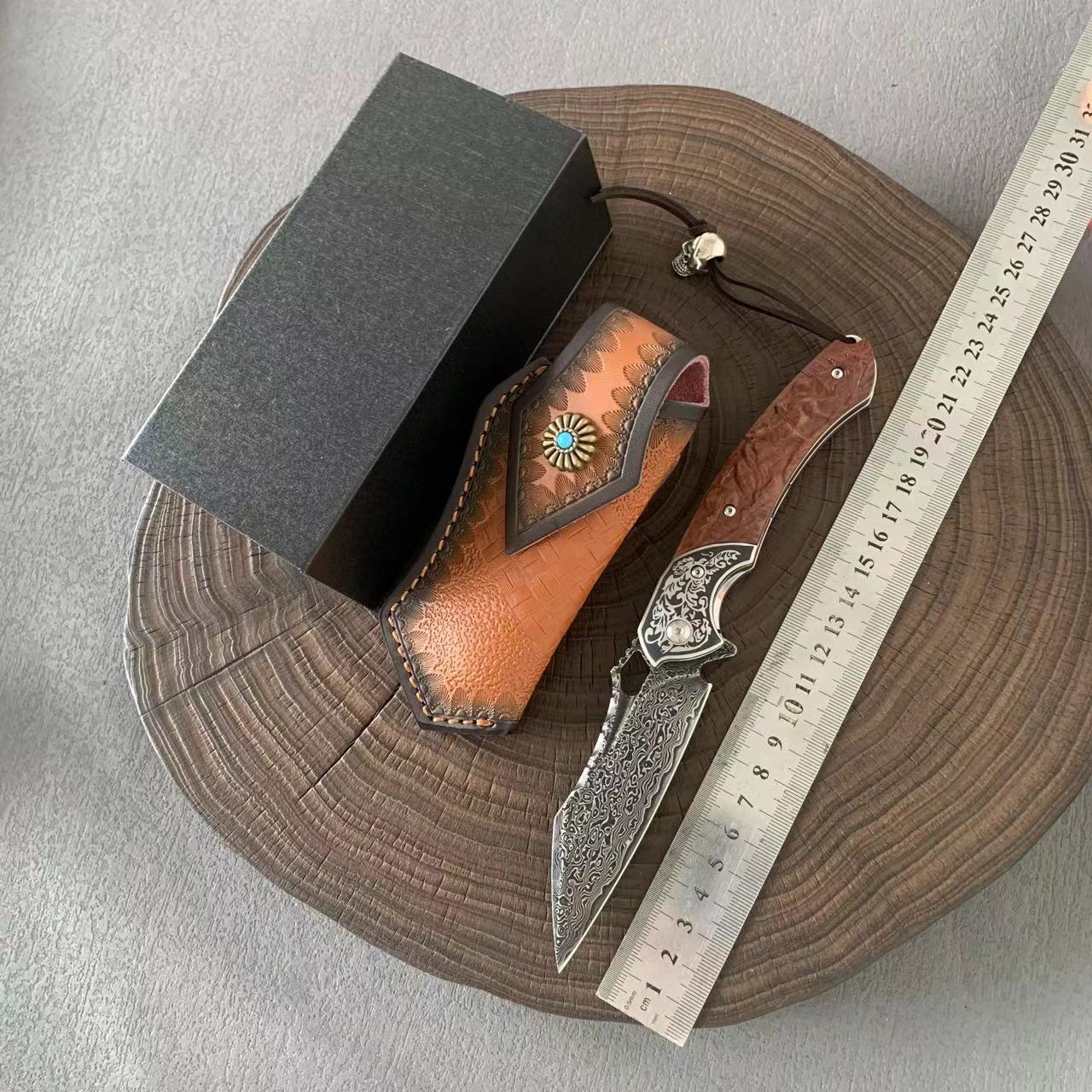 新款大马士革钢折叠刀VG10折刀高硬度锋利户外刀露营工具刀水果刀