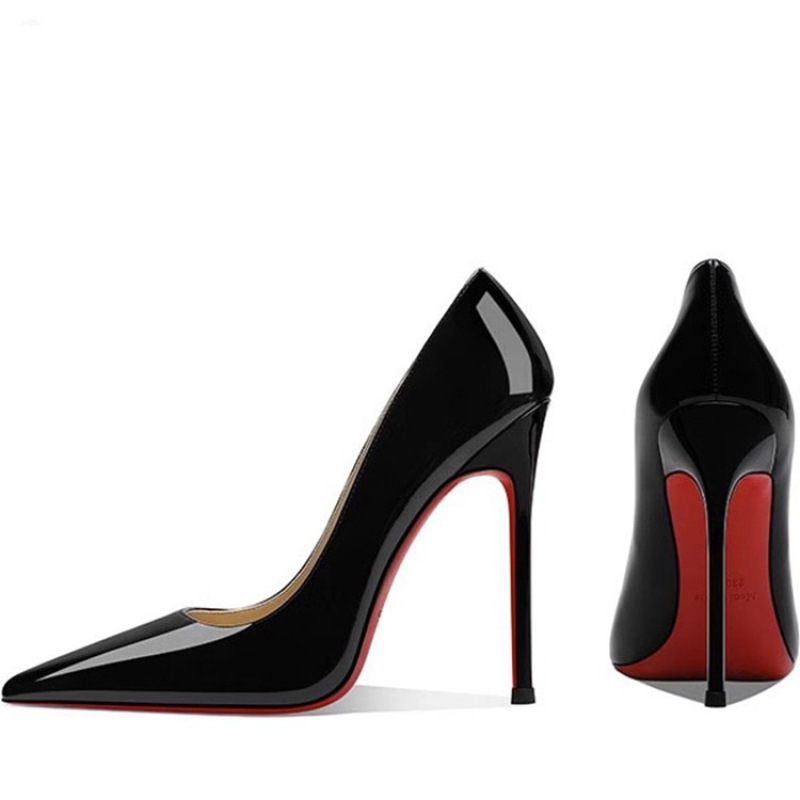 Black High-Heeled Shoes for Women, Stiletto Heel, Pointed Toe, Patent Leather, Versatile, Sexy, Professional, Shallow Mouth, 2025 New Model, Red Sole Pumps Black High-Heeled Shoes for Women, Stiletto Heel, Pointed Toe, Patent Leather, Versatile, Sexy, Professional, Shallow Mouth, 2025 New Model, Red Sole Pumps