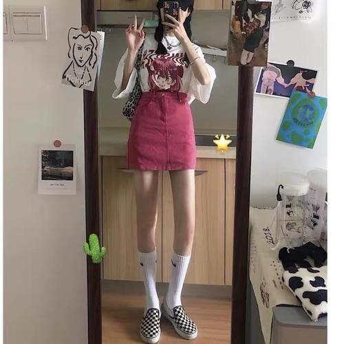 Denim short skirt for women high waist summer 2024 new a-line skirt hot girl hip-covering skirt design sense for women niche