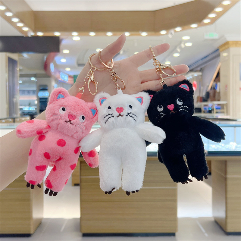 Adorable fluffy cat charm, cute kitten hair ornament, cat bag hanging decoration, doll toy bell, cat figure pendant