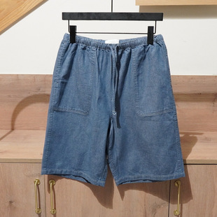 Original-European and American Men's Wholesale Elastic Waist Five-Point Pants Summer Casual Washed Denim Shorts 2328407